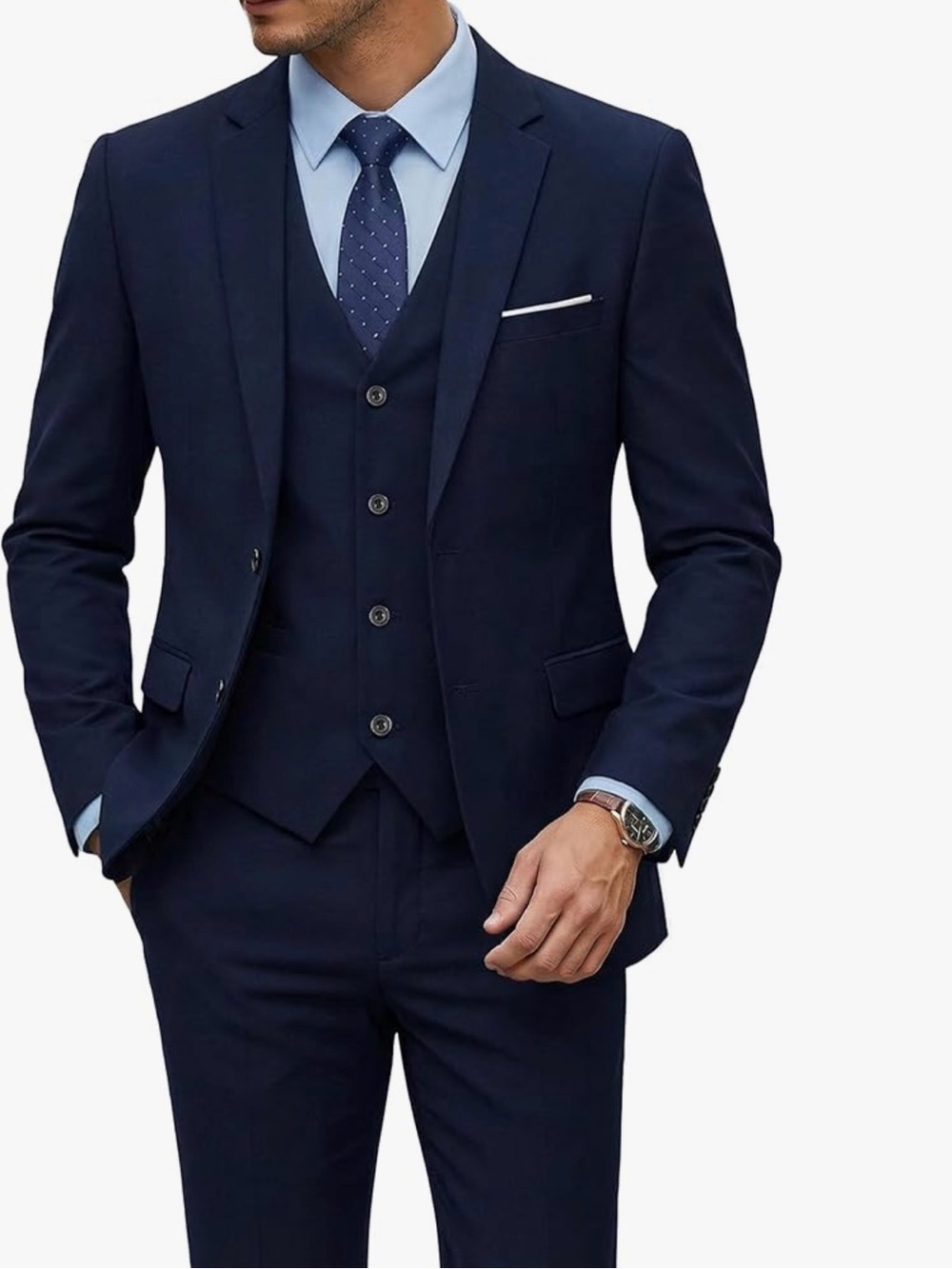 Classic Navy Three-Piece Suit - Men